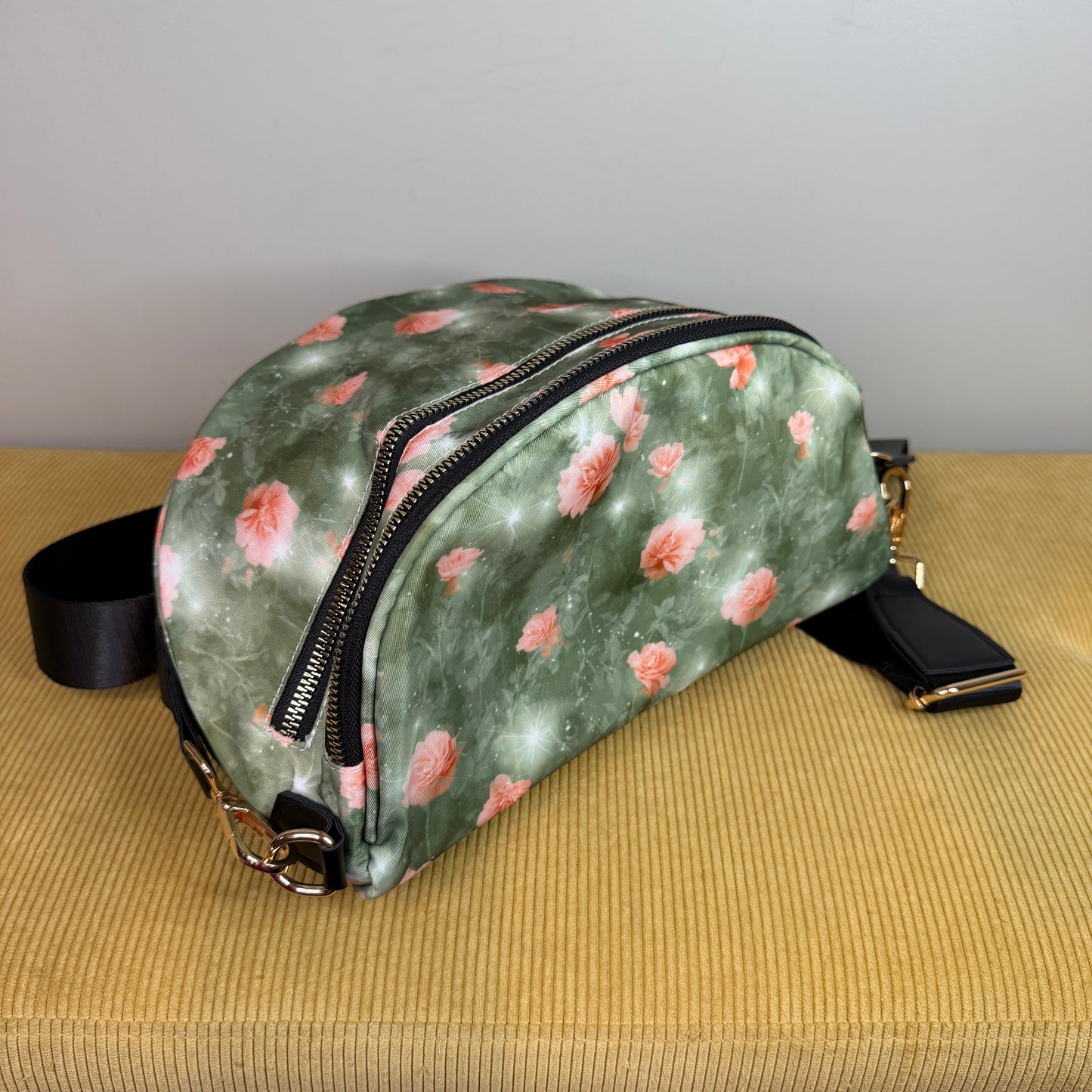 The Roni Nylon Crossbody - Sage Green Star Roses