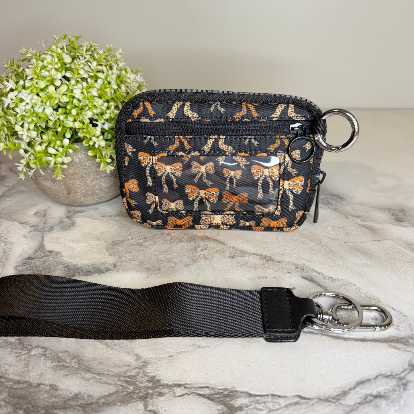 Rue - Nylon Wristlet Wallet - Black Animal Bow