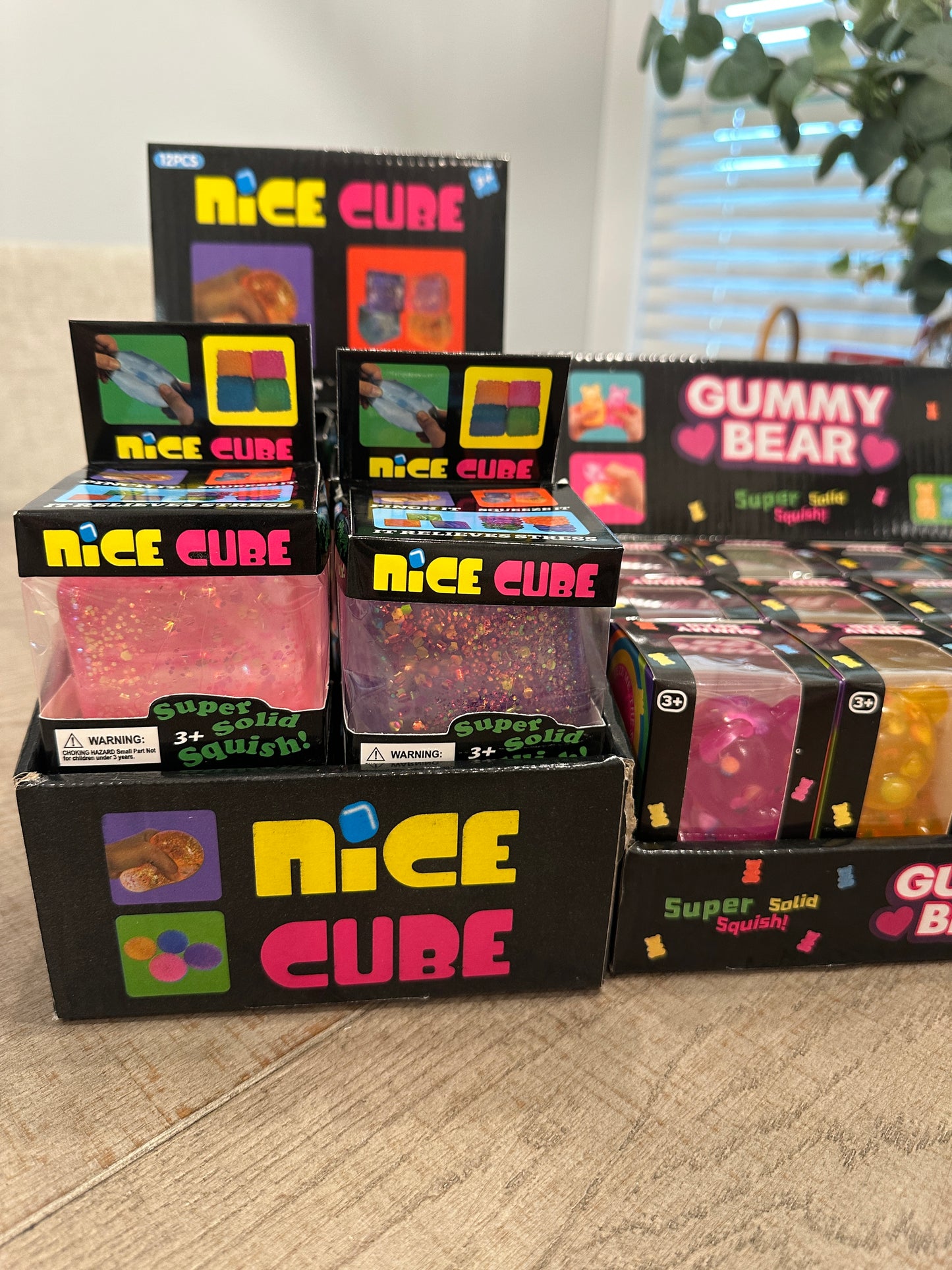 Large Glitter Cube Squishy Toy