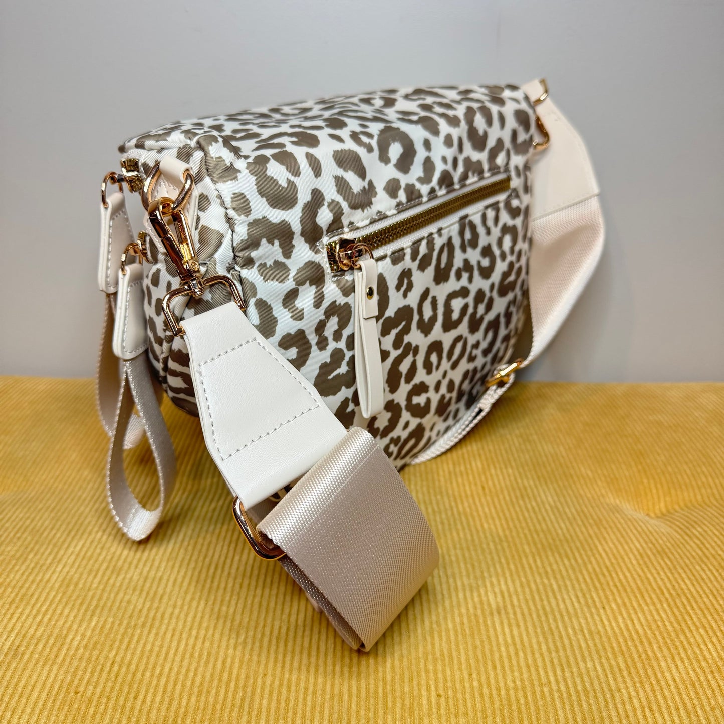 The Roni Nylon Crossbody - Animal Print Beige