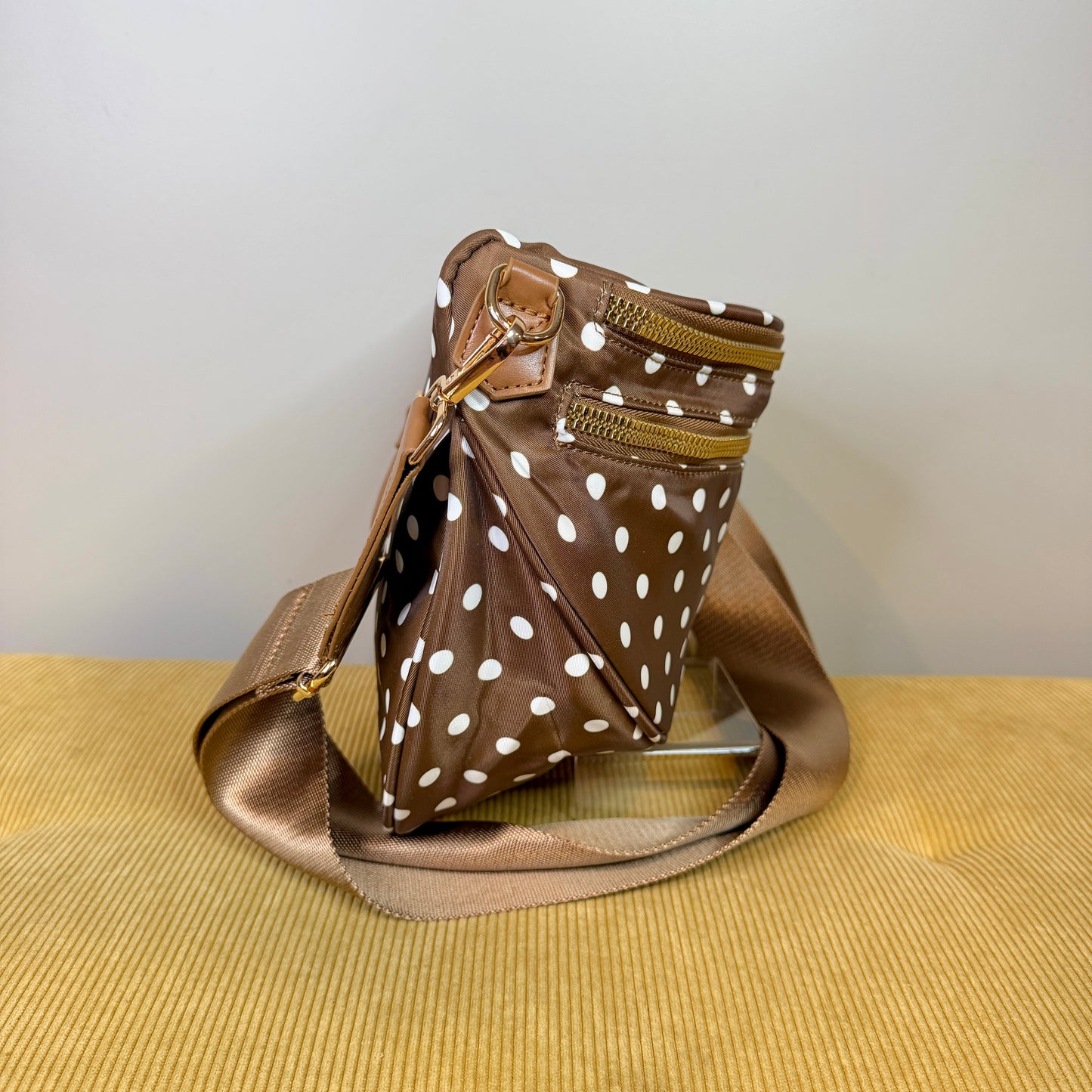 The Roni Nylon Crossbody - Chocolate Polkadot