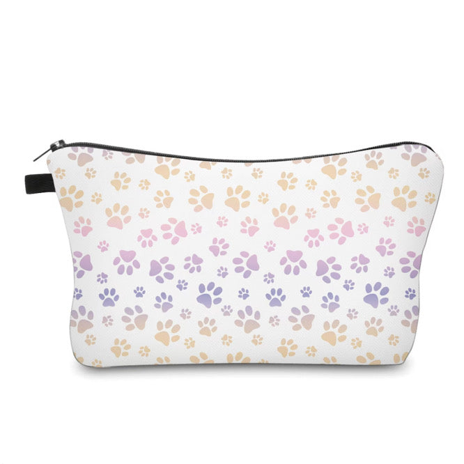 Pouch - Paw Dog Cat Pink Purple on White