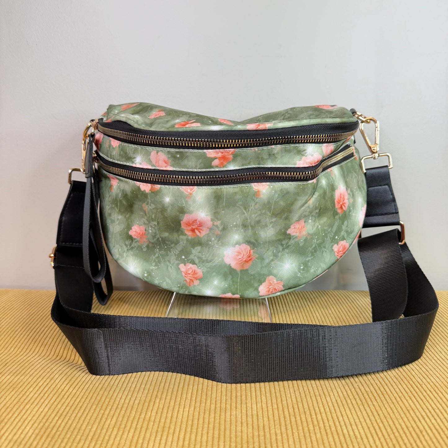 The Roni Nylon Crossbody - Sage Green Star Roses