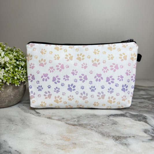 Pouch - Dog Cat Paw Pink Purple on White
