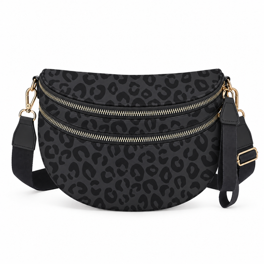 The Roni Nylon Crossbody - Animal Print Black - PREORDER