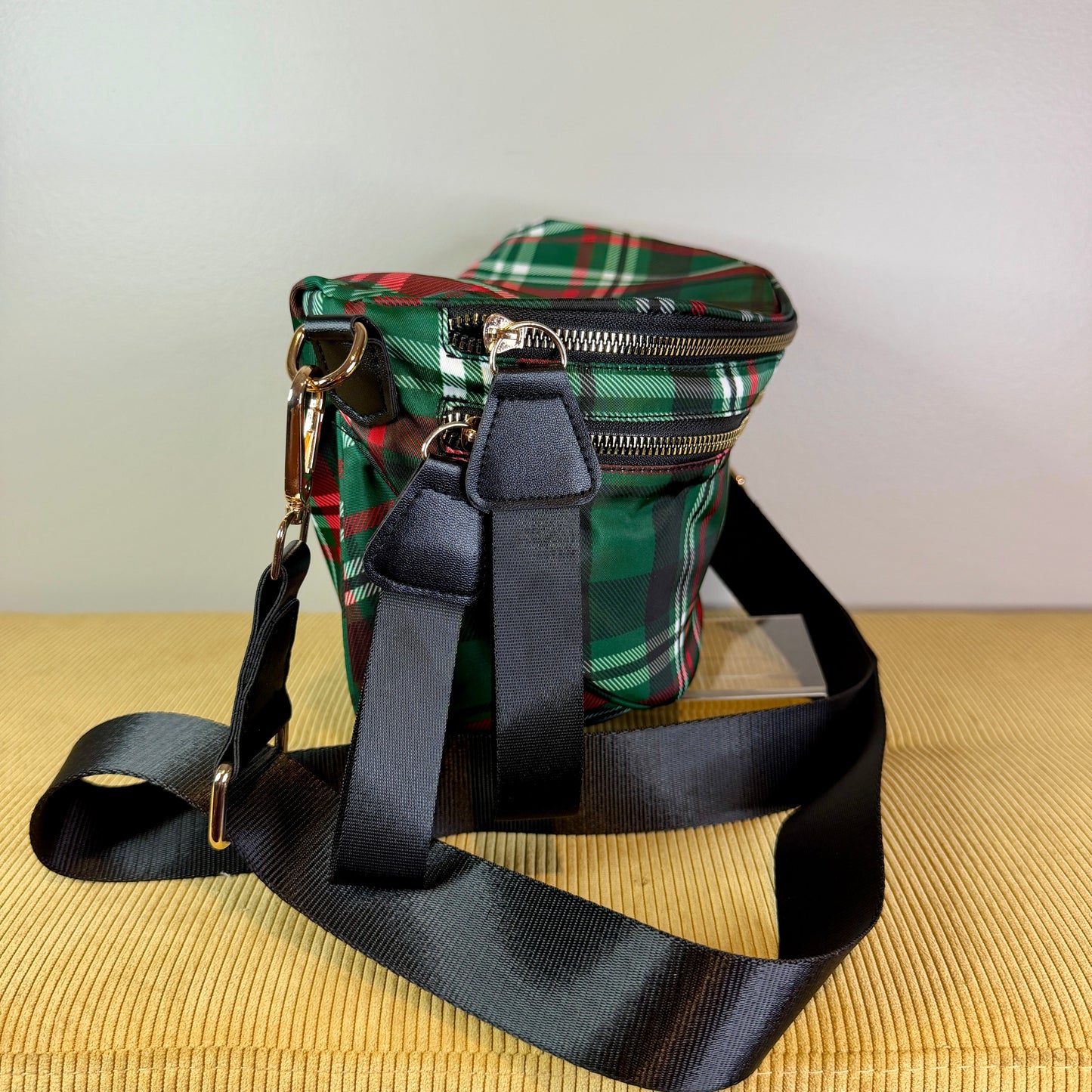 The Roni Nylon Crossbody - Green Plaid - PREORDER