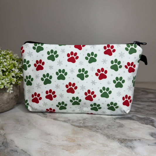 Pouch - Christmas Holiday - Dog Red Green Snowflake Paw