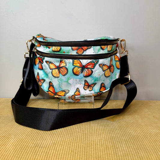 The Roni Nylon Crossbody - Butterfly Orange Teal