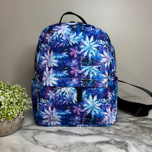 Mini Backpack - Christmas Blue Purple Snowflake