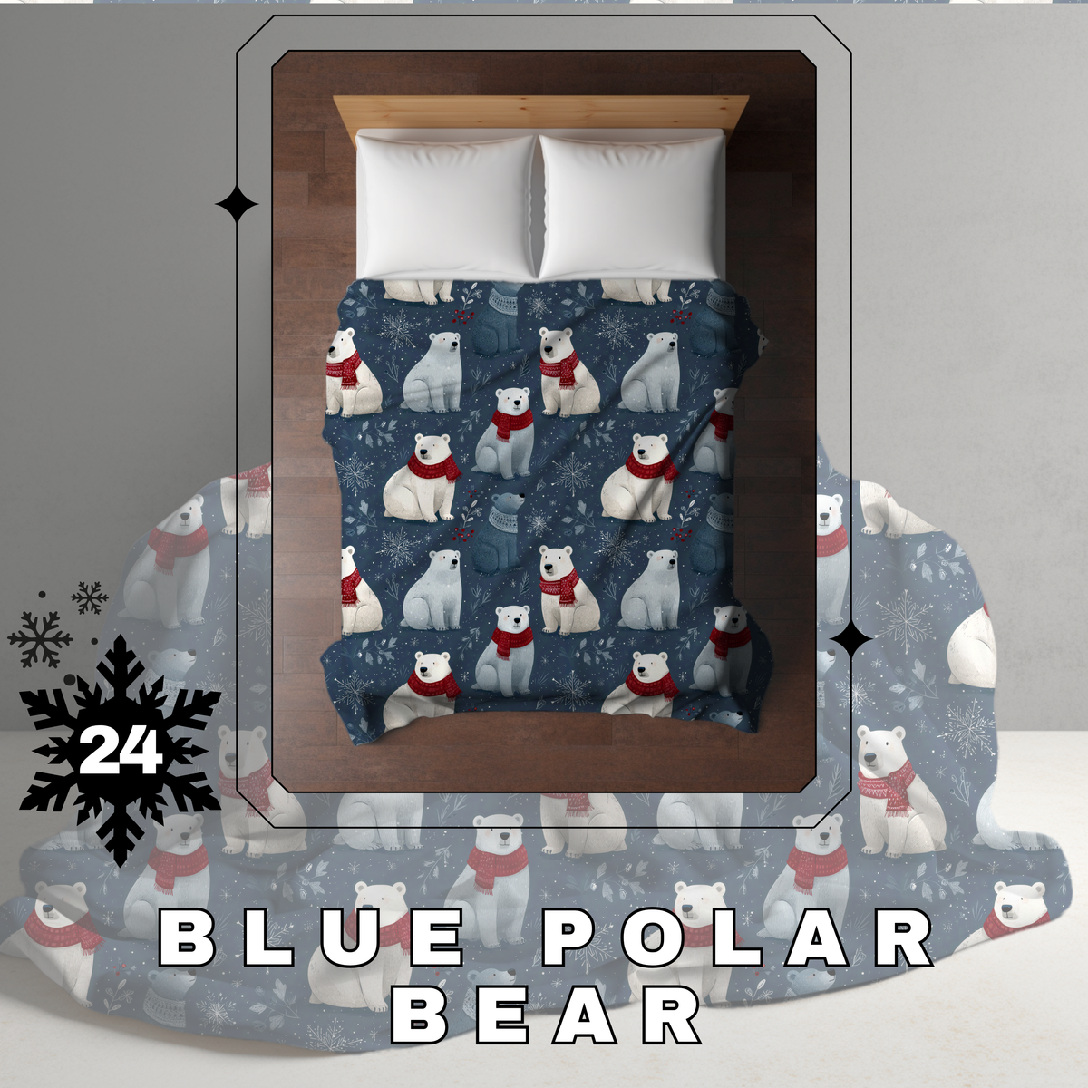 Blanket Christmas #24 - Blue Polar Bear - PREORDER