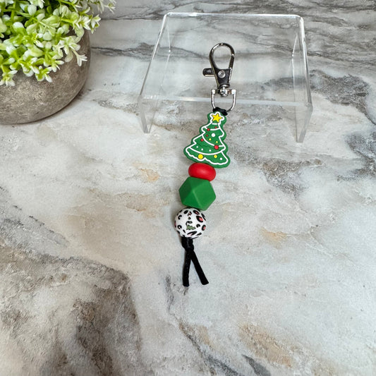 Keychain - Silicone Bead - Christmas Tree