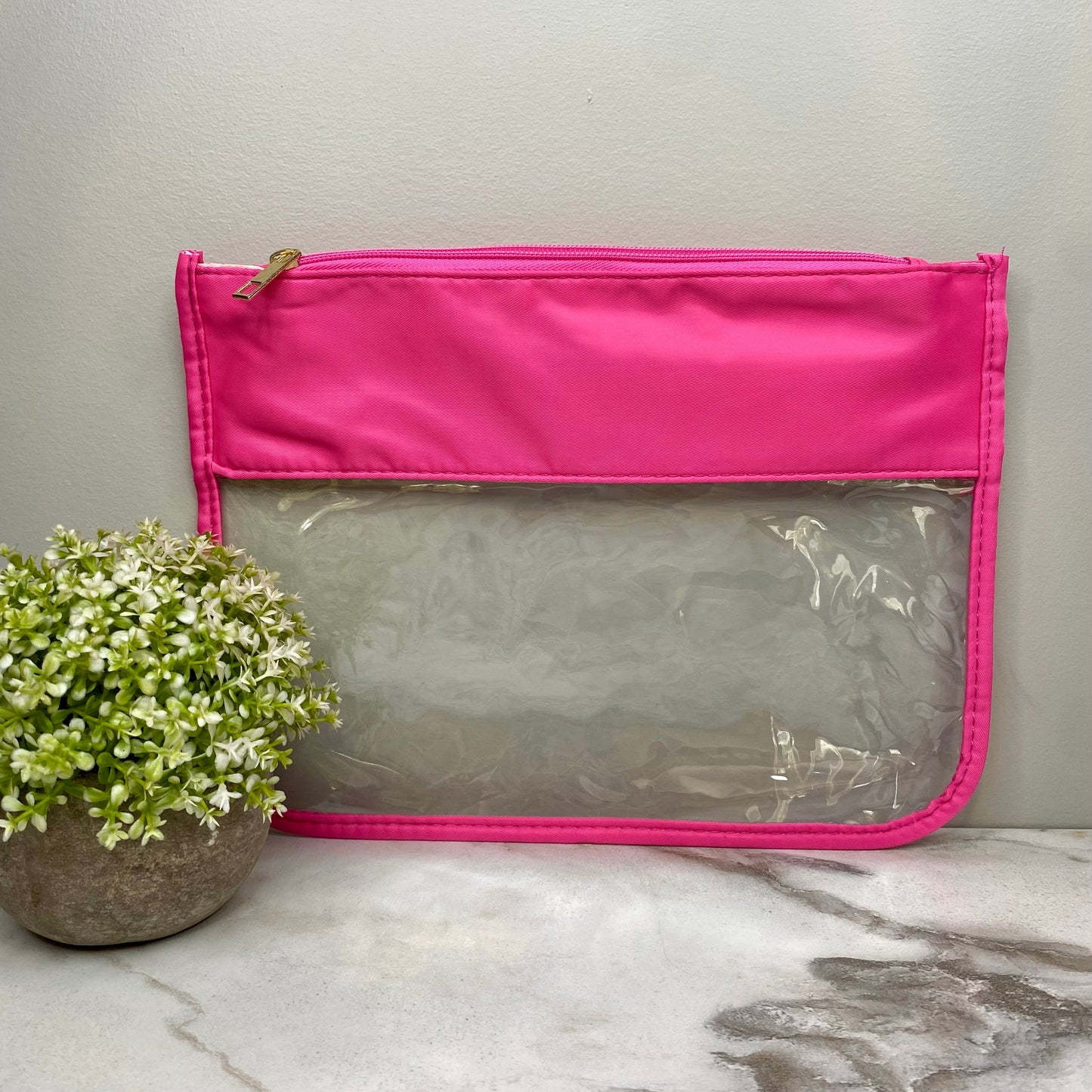 Clear Zip XL Pouch - Hot Pink