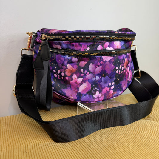 The Roni Nylon Crossbody - Purple Floral