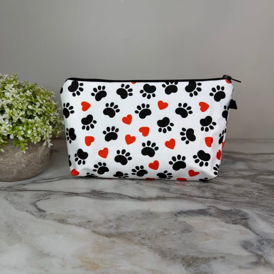 Pouch - Dog Cat Paw Black Heart