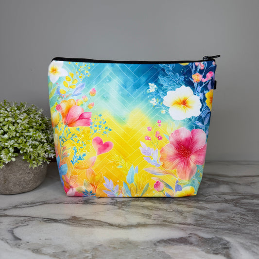 Pouch XL - Floral Herringbone