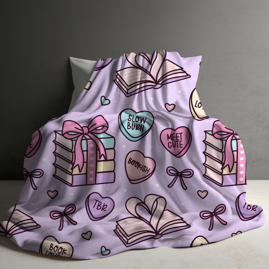 Blanket - Book Hearts Light Pink-Lavender