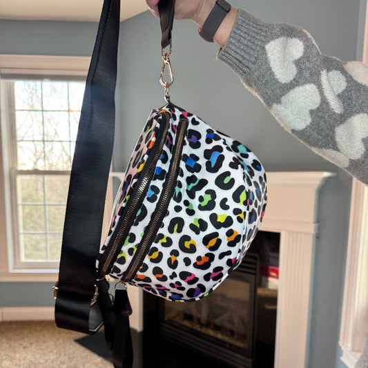 The Roni Nylon Crossbody - Rainbow Animal Print