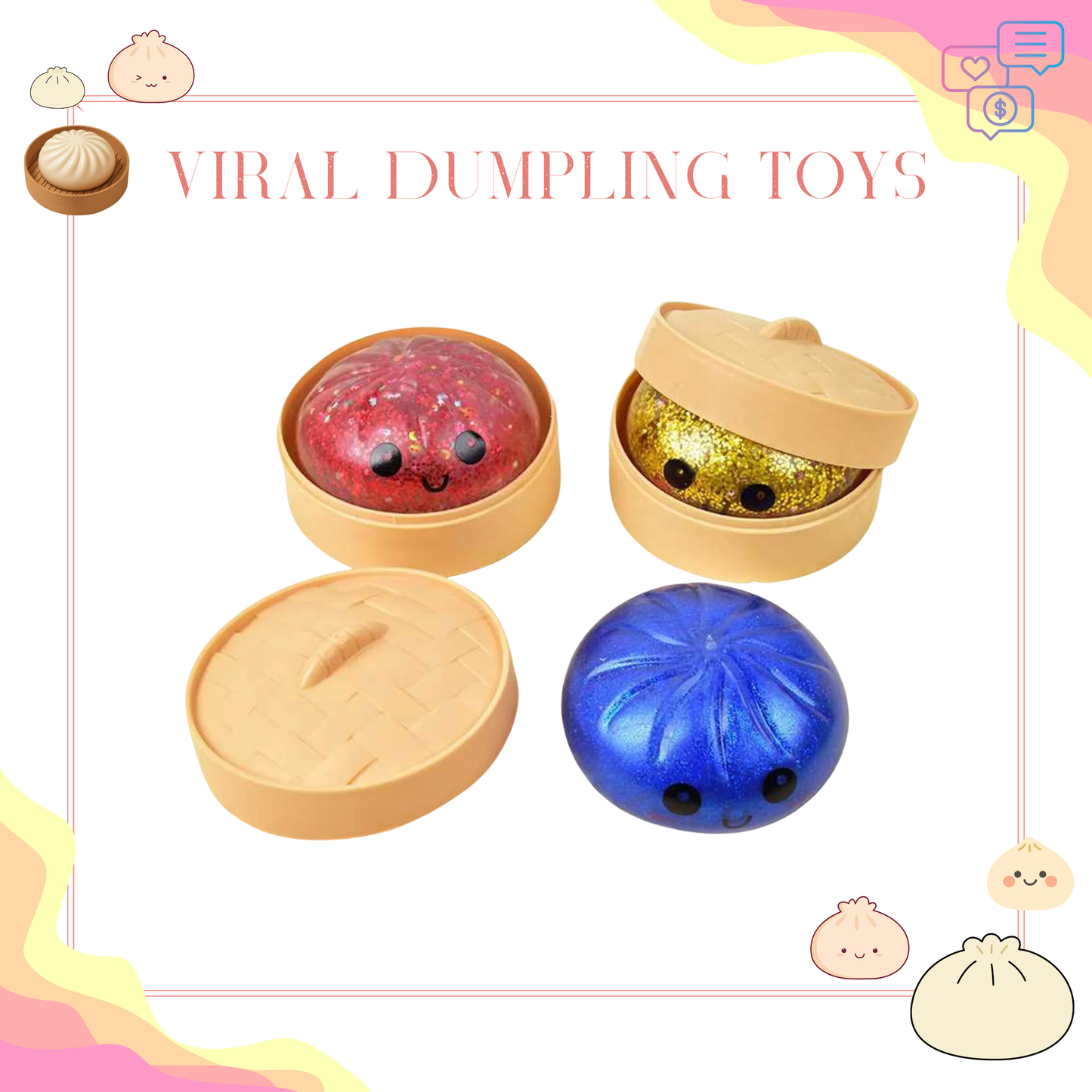 Squishy Toy - Viral Dumpling, Glitter - PREORDER