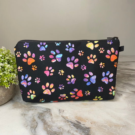 Pouch - Dog Cat, Black Rainbow Paw