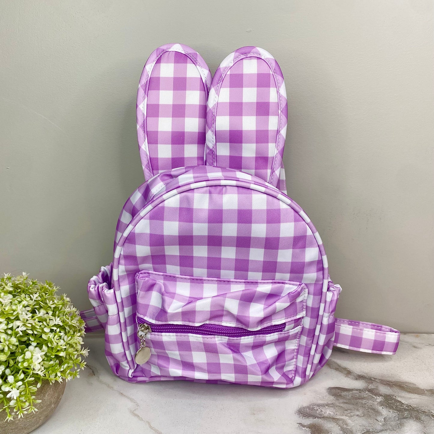 Mini Backpack - Easter - Gingham Bunny Ears - Purple