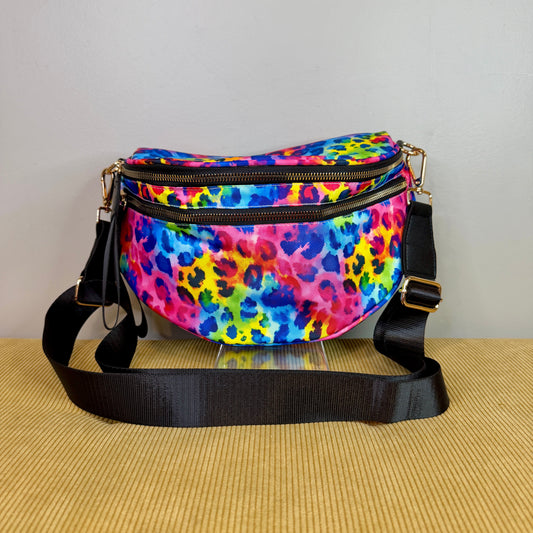 The Roni Nylon Crossbody - Bright Rainbow Animal Print