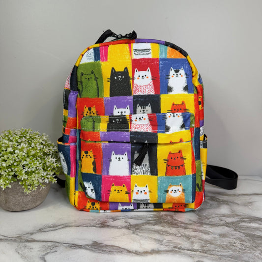 Mini Backpack - Cat Squares