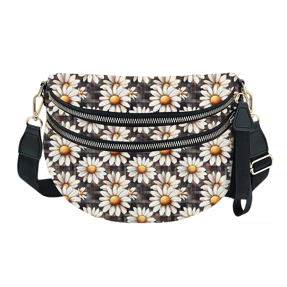 The Roni Nylon Crossbody - Floral Brown Gingham Daisy