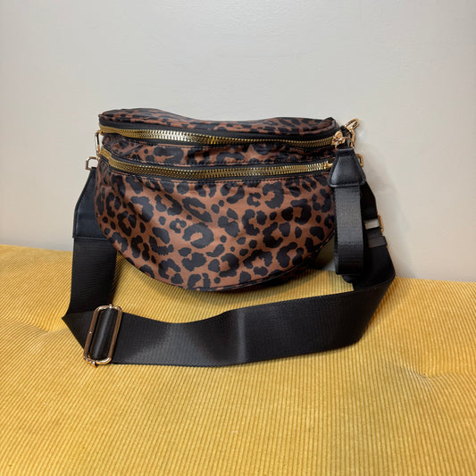 The Roni Nylon Crossbody - Animal Print Black & Caramel - PREORDER