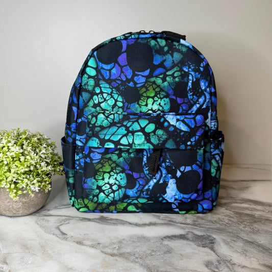 Mini Backpack - Halloween Fall, Blue Green Skull
